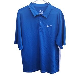 Nike Dri-FIT Mens Blue Polo Shirt Large Short Sleeve Golf Athletic Top